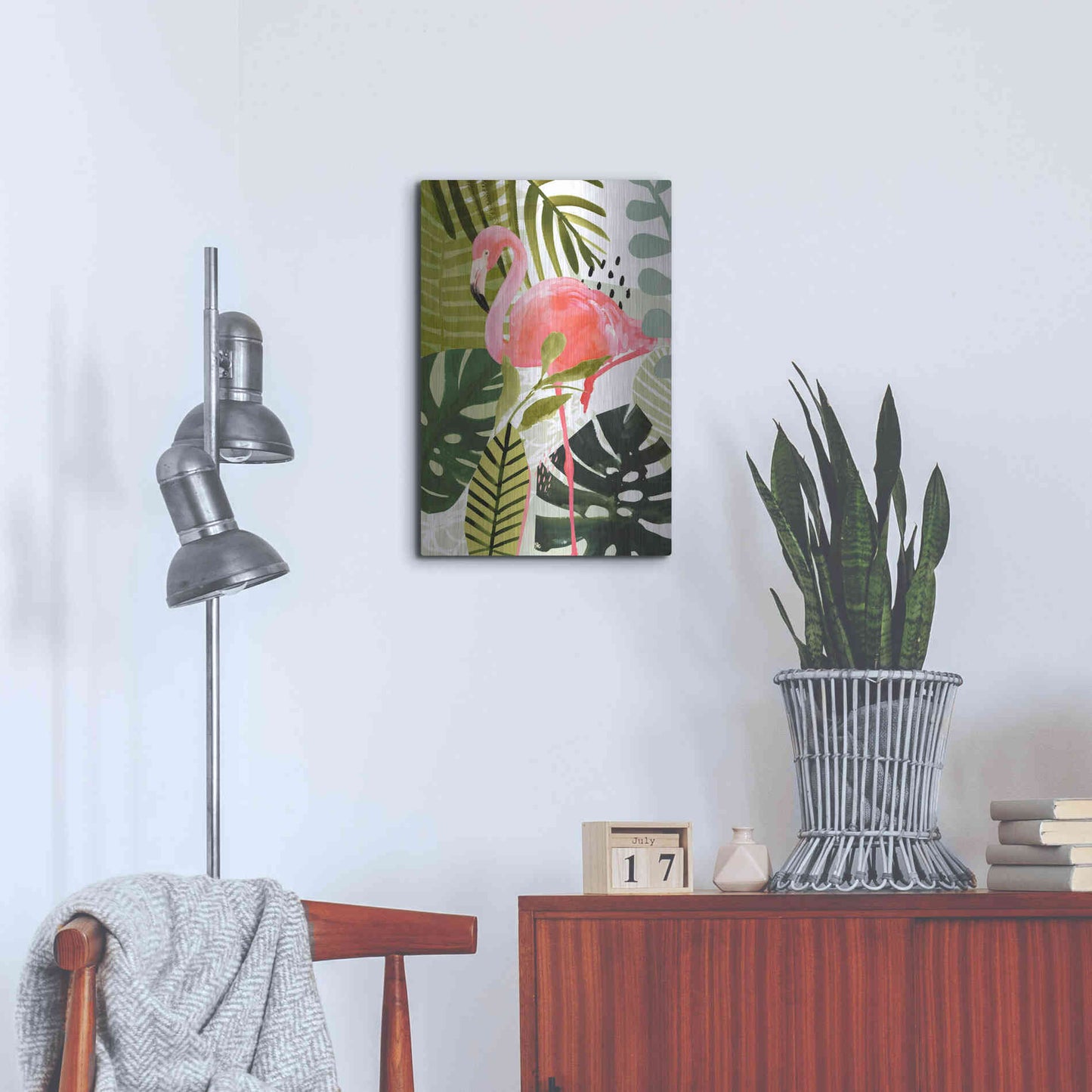 Luxe Metal Art 'Flamingo Forest I' by Victoria Borges Metal Wall Art,16x24