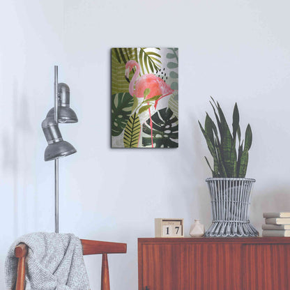 Luxe Metal Art 'Flamingo Forest I' by Victoria Borges Metal Wall Art,16x24