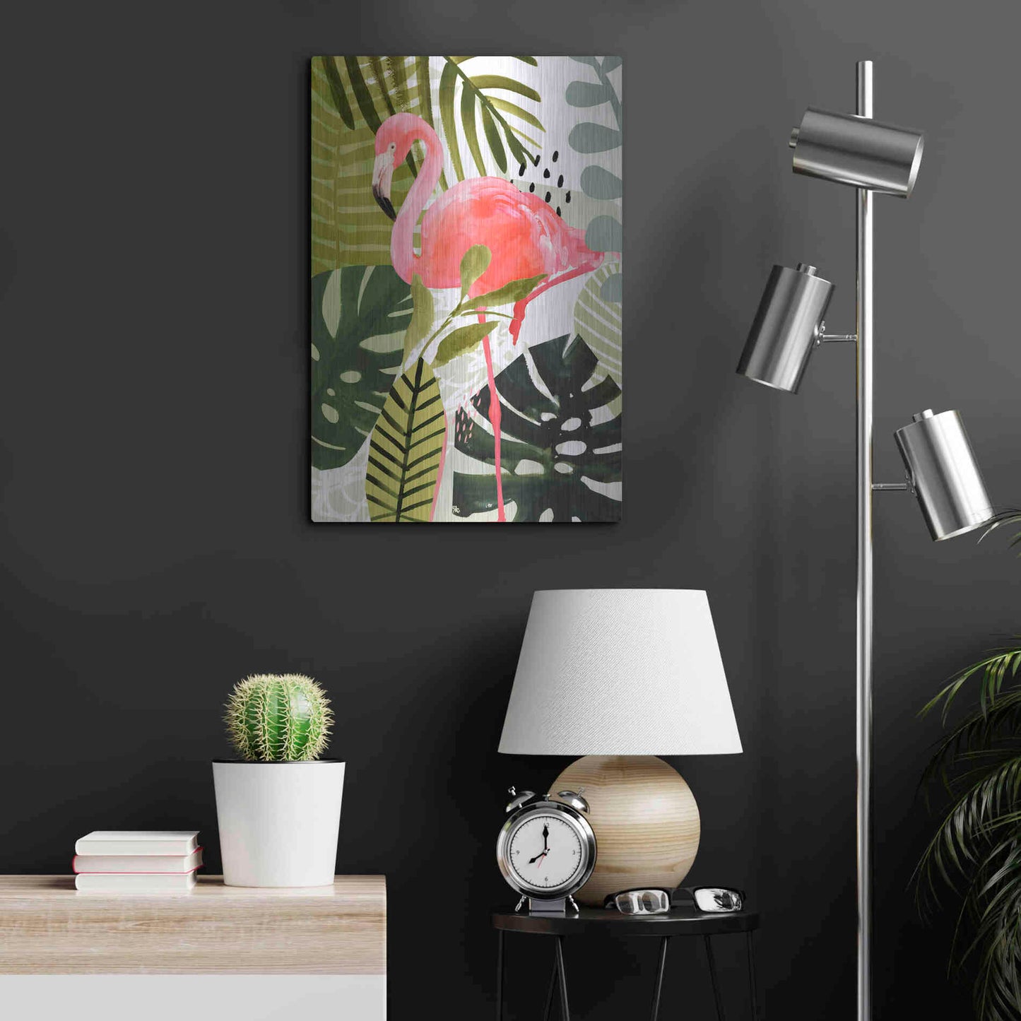 Luxe Metal Art 'Flamingo Forest I' by Victoria Borges Metal Wall Art,16x24