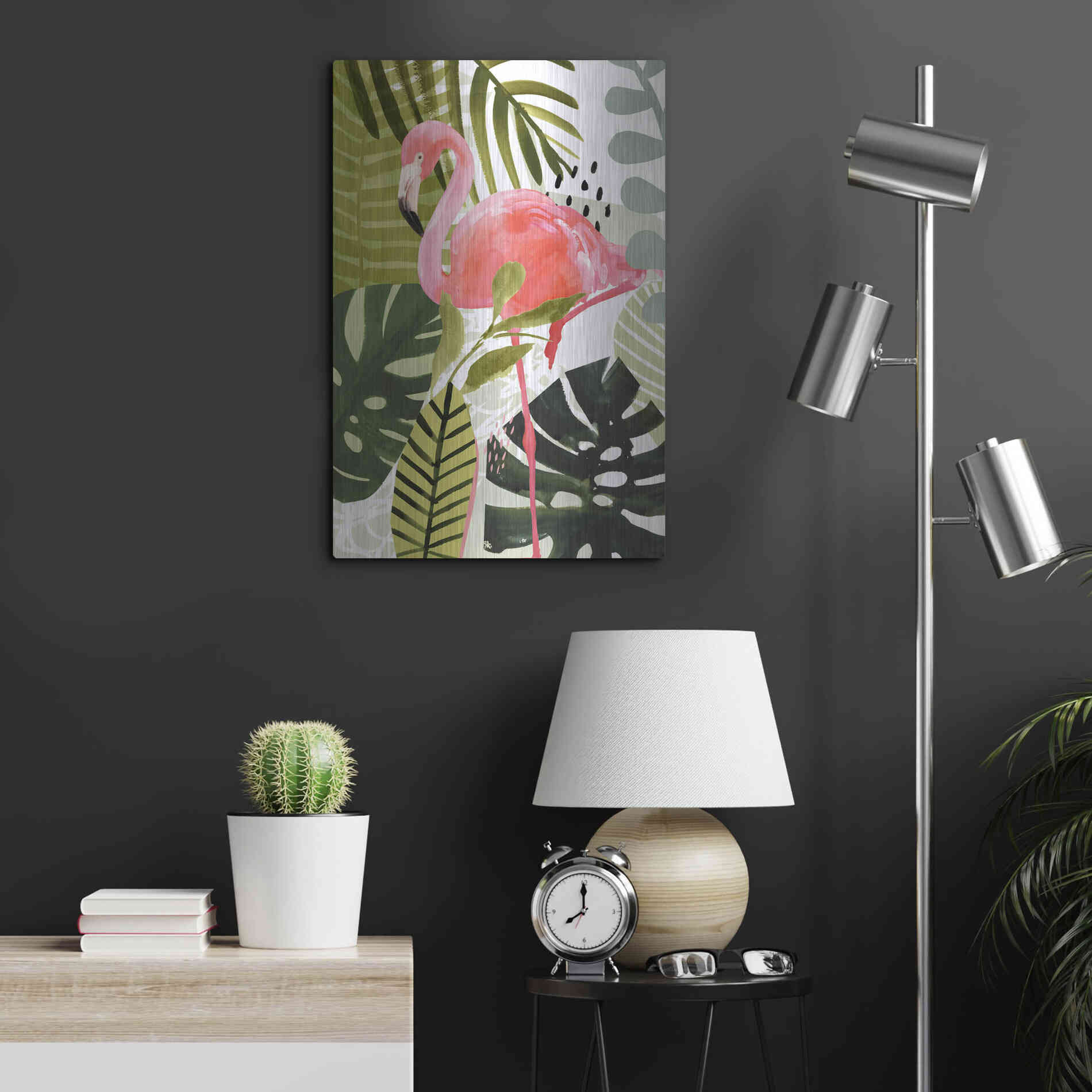 Luxe Metal Art 'Flamingo Forest I' by Victoria Borges Metal Wall Art,16x24