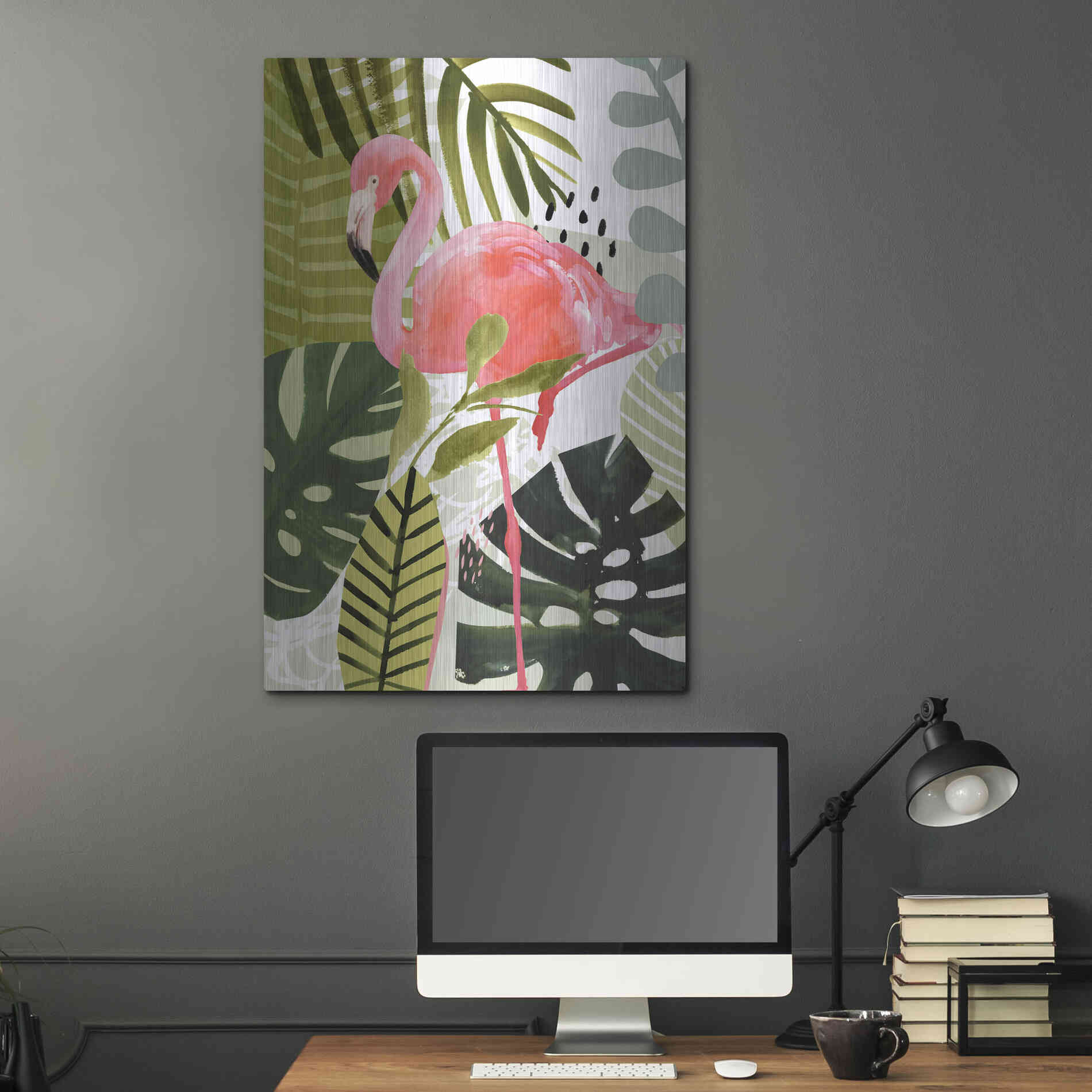 Luxe Metal Art 'Flamingo Forest I' by Victoria Borges Metal Wall Art,24x36