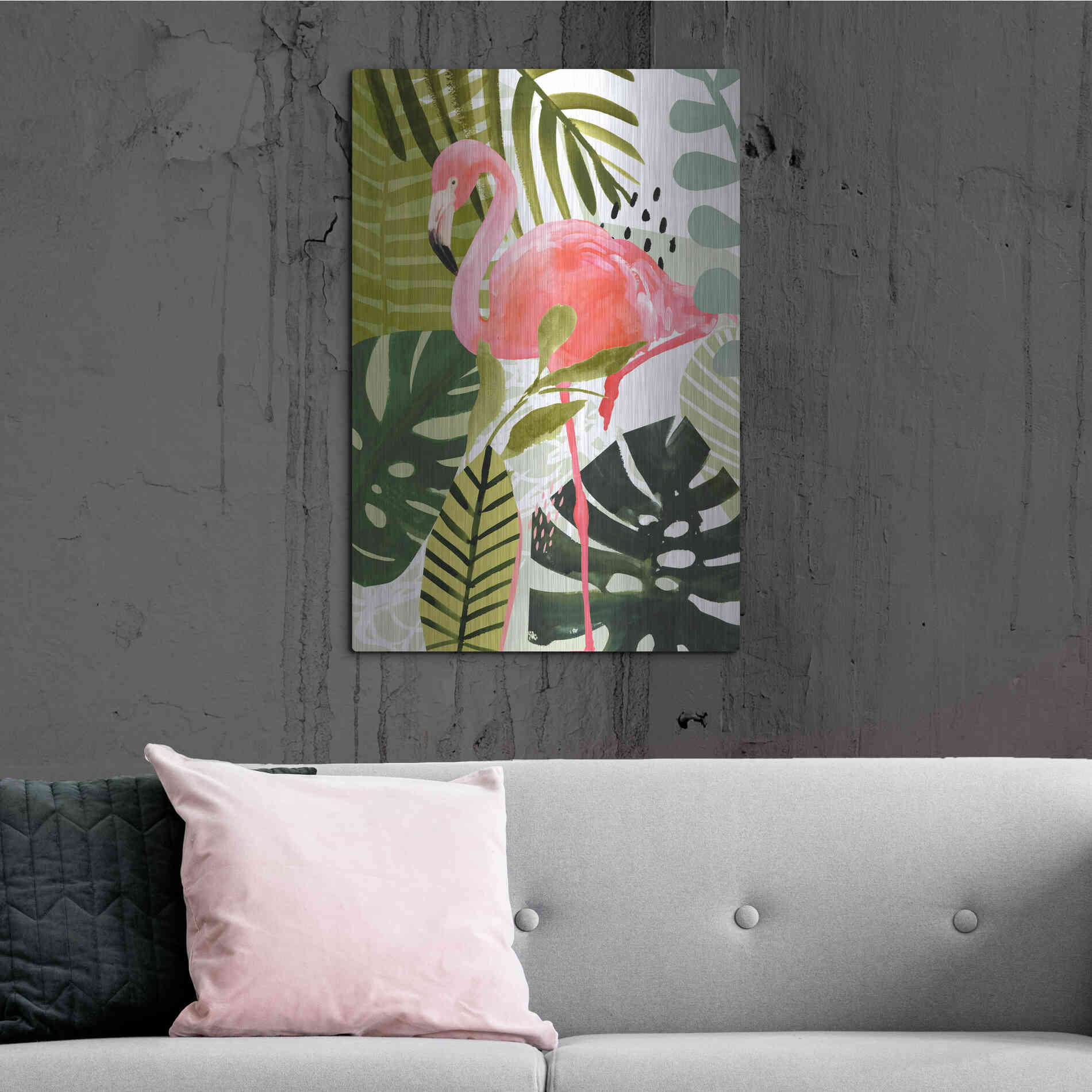 Luxe Metal Art 'Flamingo Forest I' by Victoria Borges Metal Wall Art,24x36