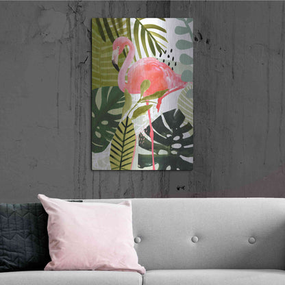 Luxe Metal Art 'Flamingo Forest I' by Victoria Borges Metal Wall Art,24x36