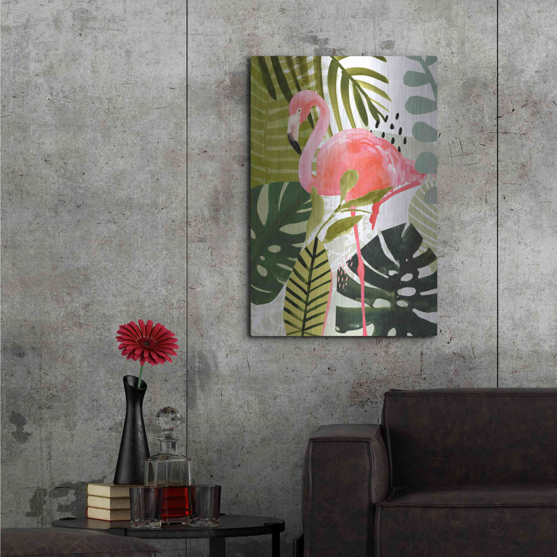 Luxe Metal Art 'Flamingo Forest I' by Victoria Borges Metal Wall Art,24x36