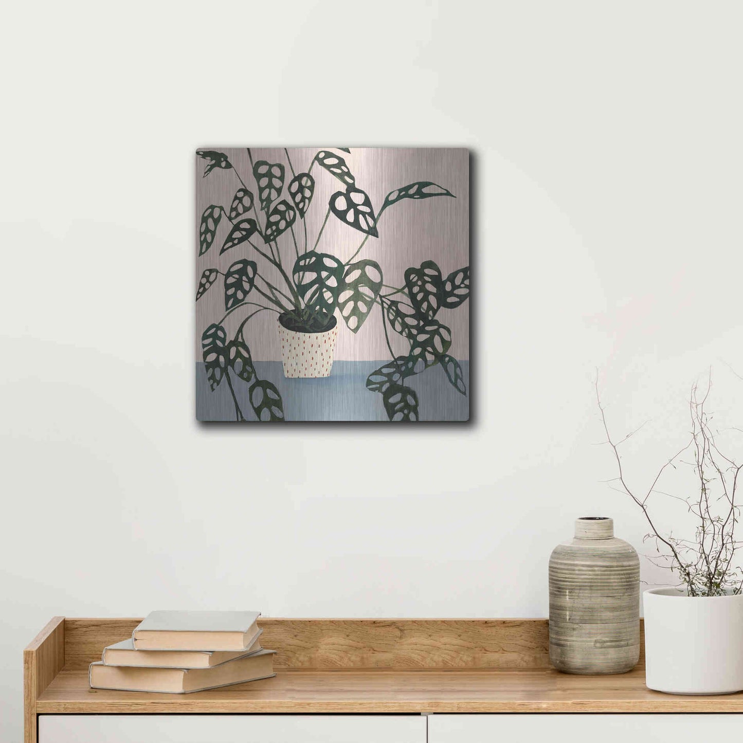 Luxe Metal Art 'Houseplant I' by Victoria Borges Metal Wall Art,12x12