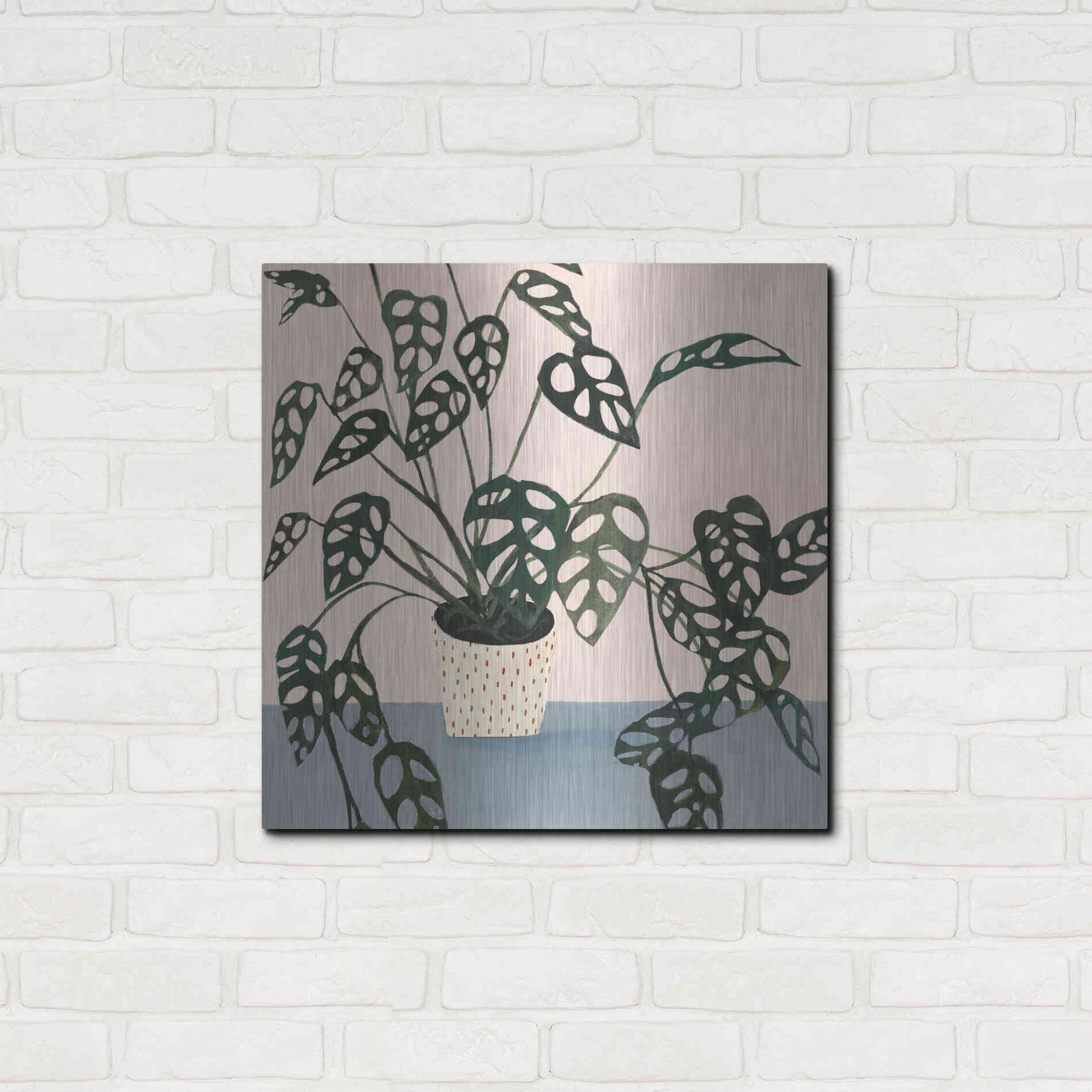 Luxe Metal Art 'Houseplant I' by Victoria Borges Metal Wall Art,24x24