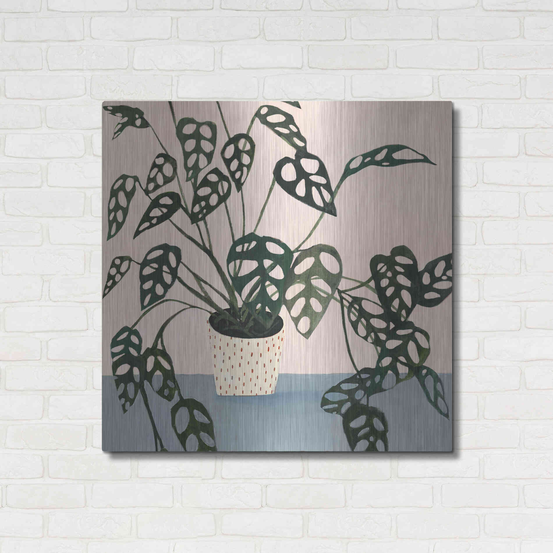 Luxe Metal Art 'Houseplant I' by Victoria Borges Metal Wall Art,36x36