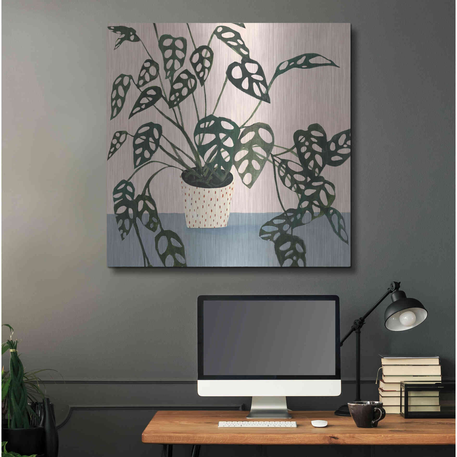 Luxe Metal Art 'Houseplant I' by Victoria Borges Metal Wall Art,36x36