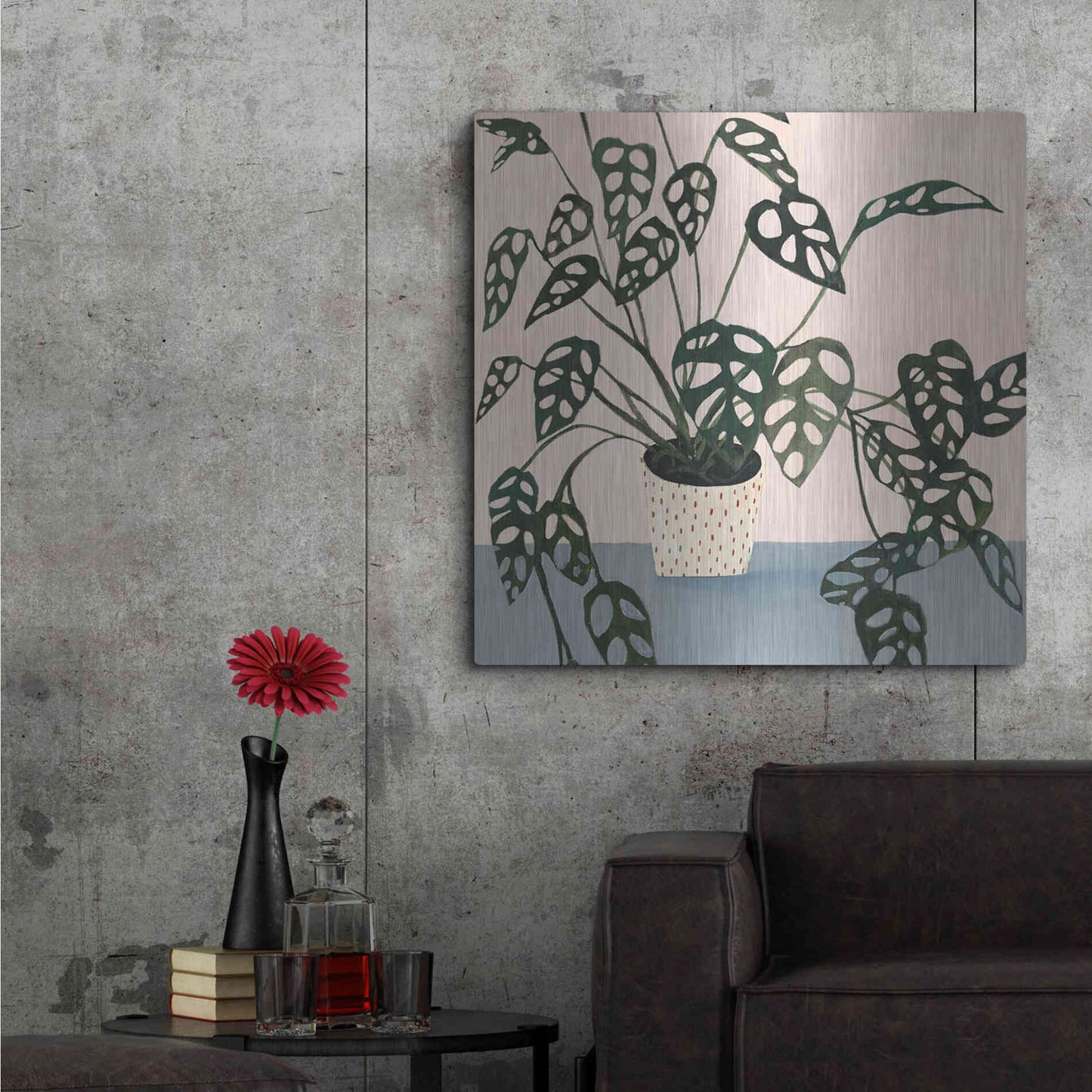 Luxe Metal Art 'Houseplant I' by Victoria Borges Metal Wall Art,36x36