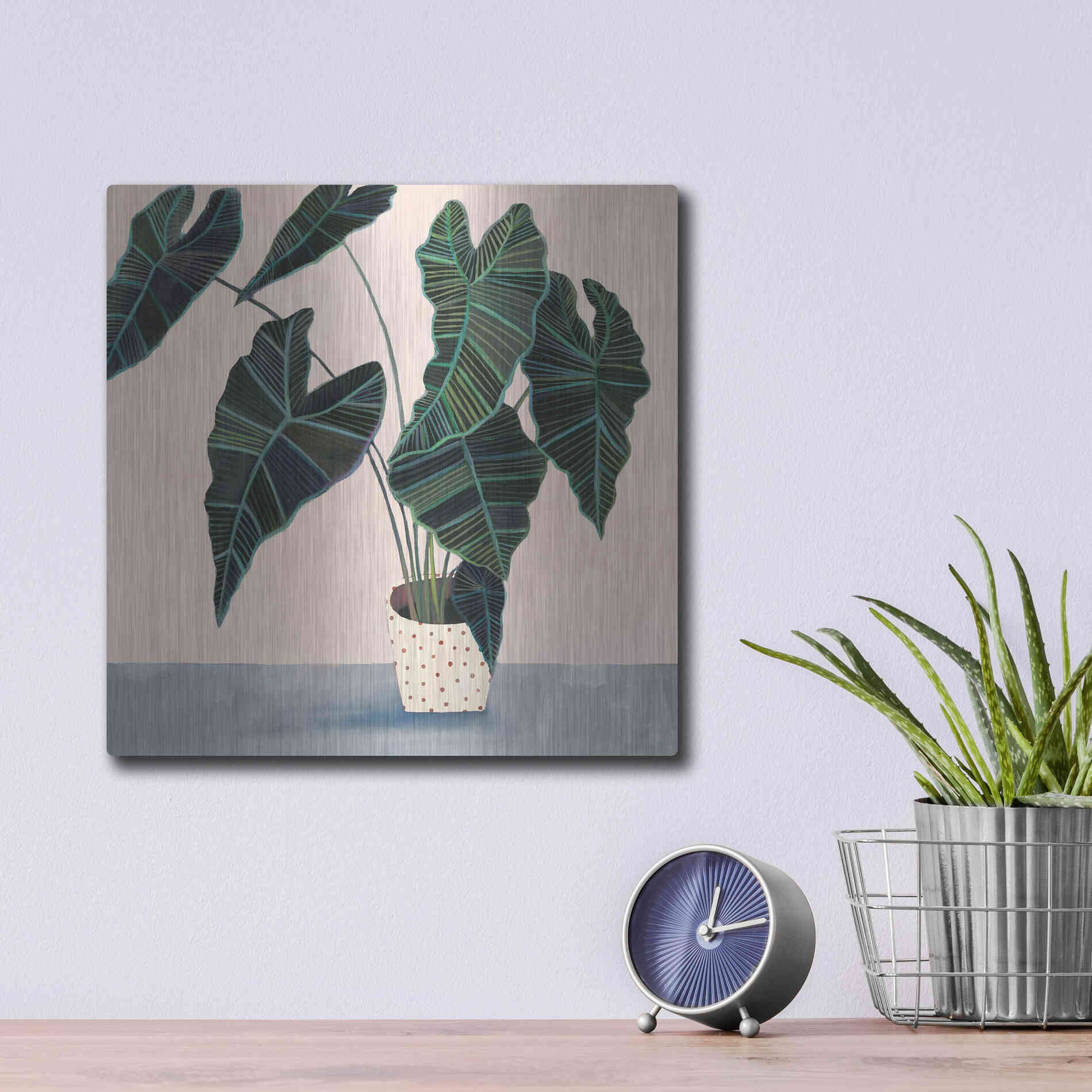 Luxe Metal Art 'Houseplant II' by Victoria Borges Metal Wall Art,12x12