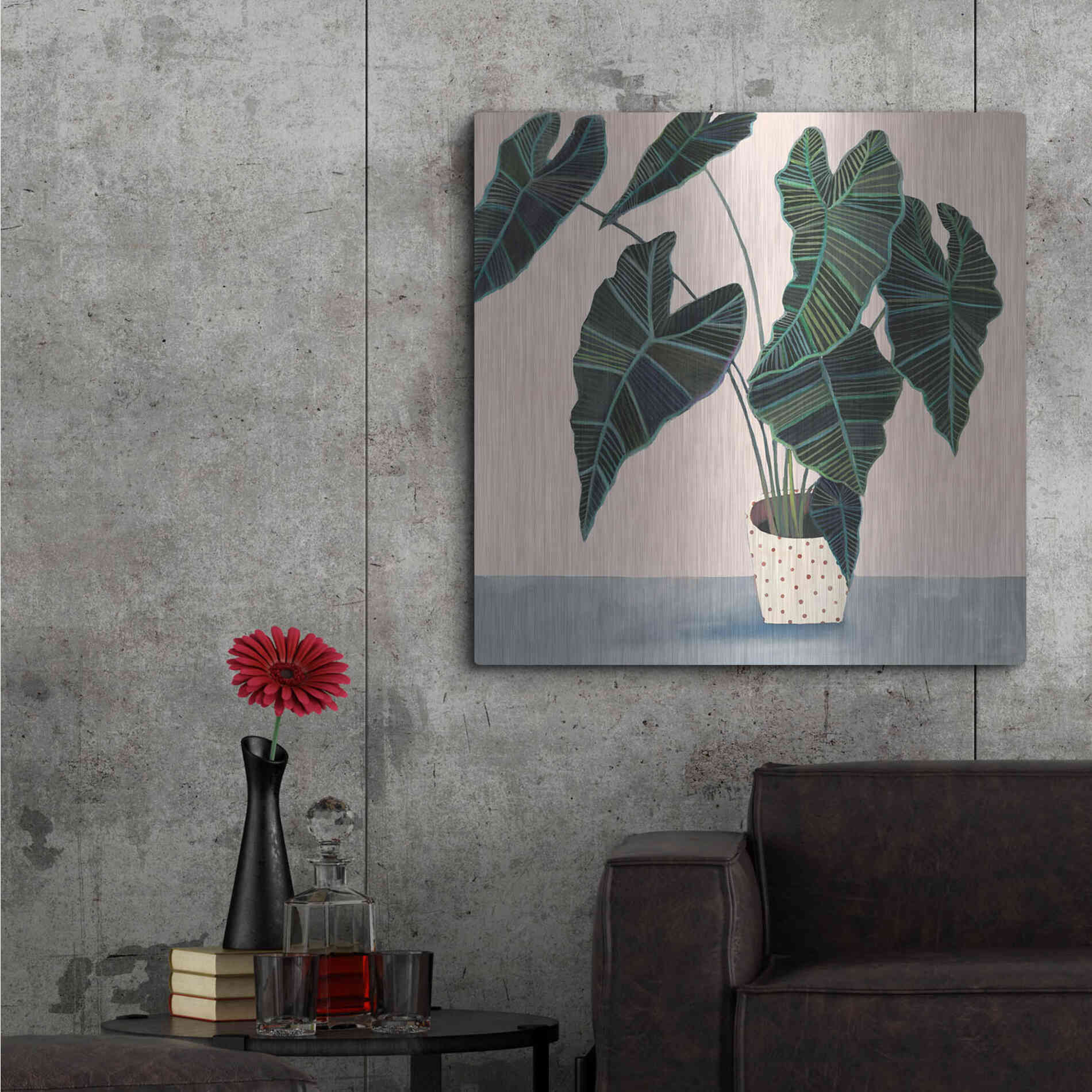 Luxe Metal Art 'Houseplant II' by Victoria Borges Metal Wall Art,36x36