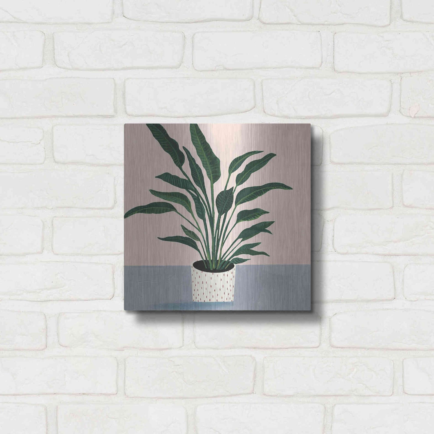 Luxe Metal Art 'Houseplant IV' by Victoria Borges Metal Wall Art,12x12