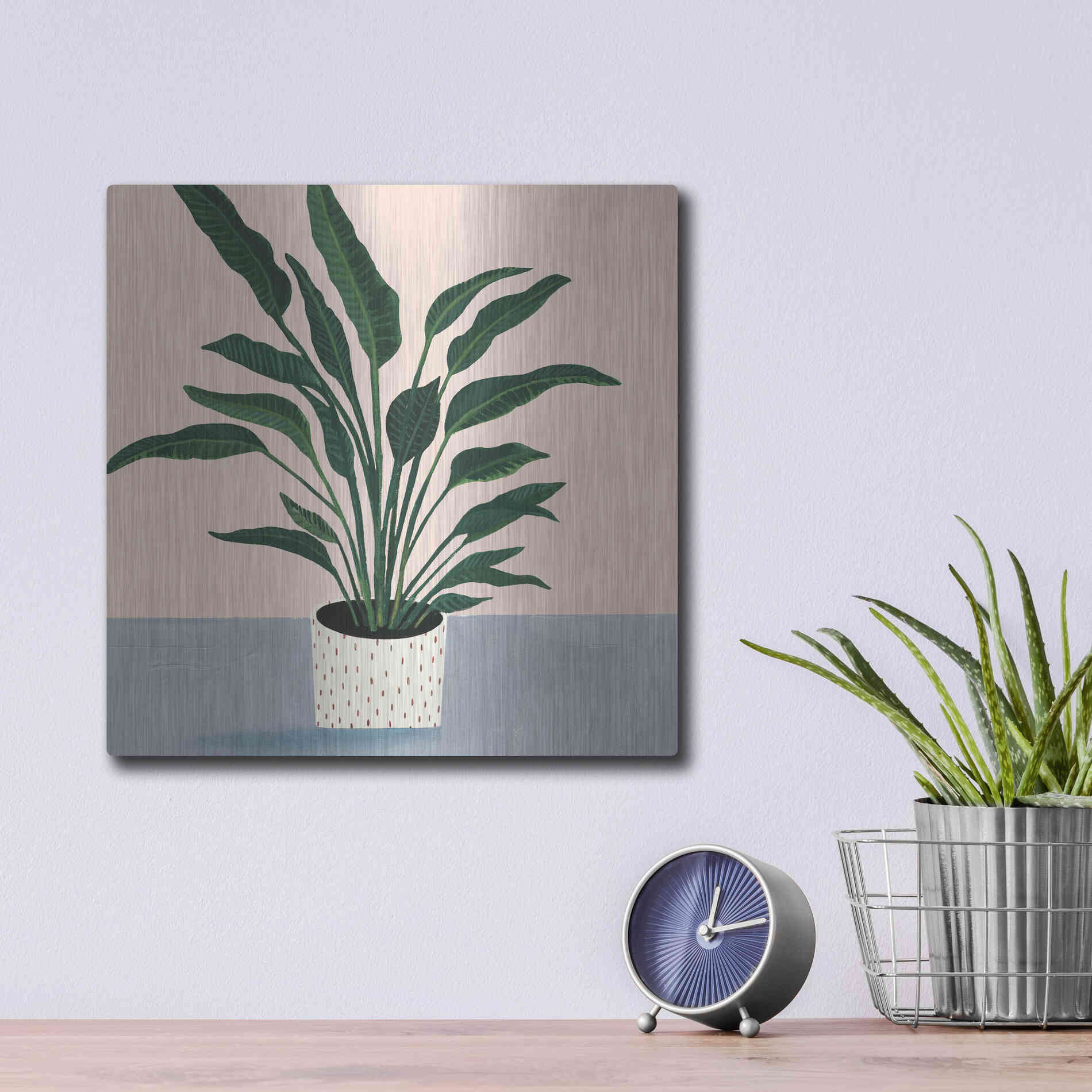 Luxe Metal Art 'Houseplant IV' by Victoria Borges Metal Wall Art,12x12