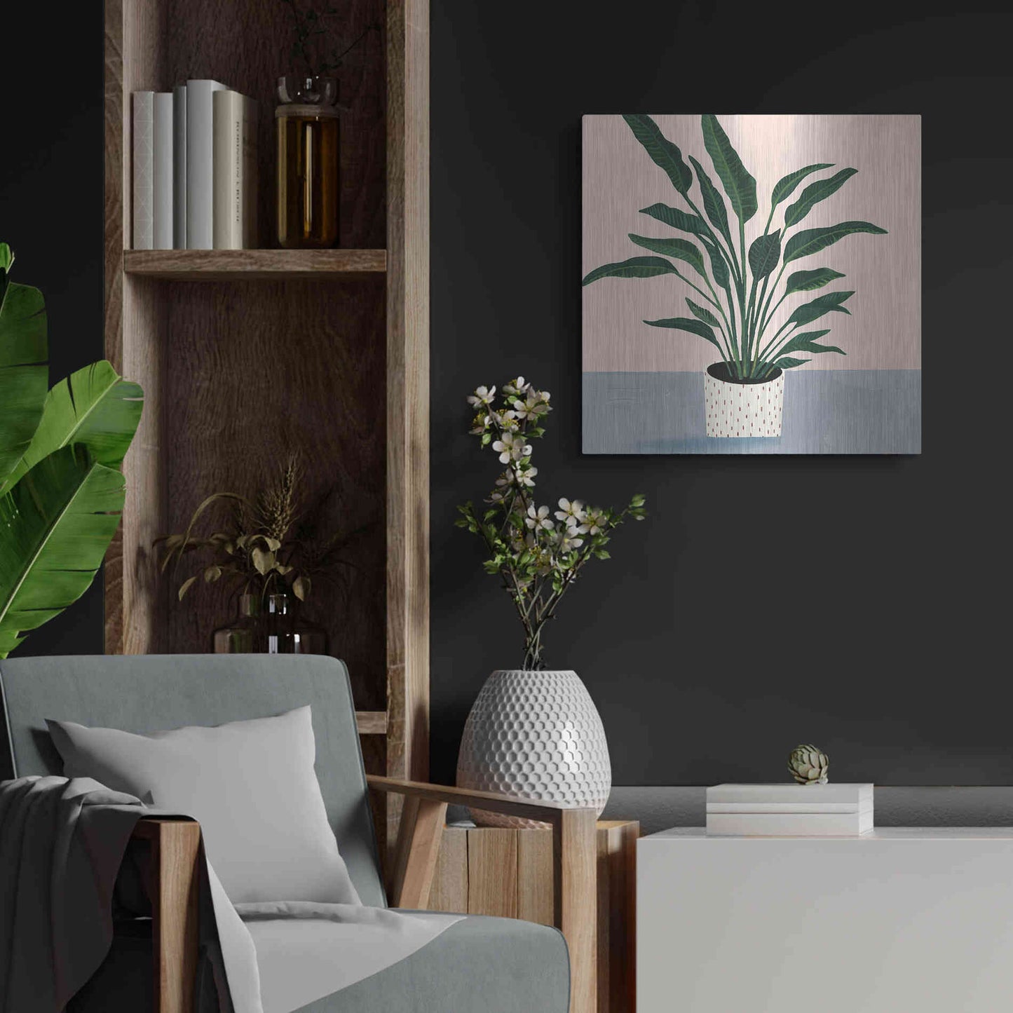 Luxe Metal Art 'Houseplant IV' by Victoria Borges Metal Wall Art,24x24