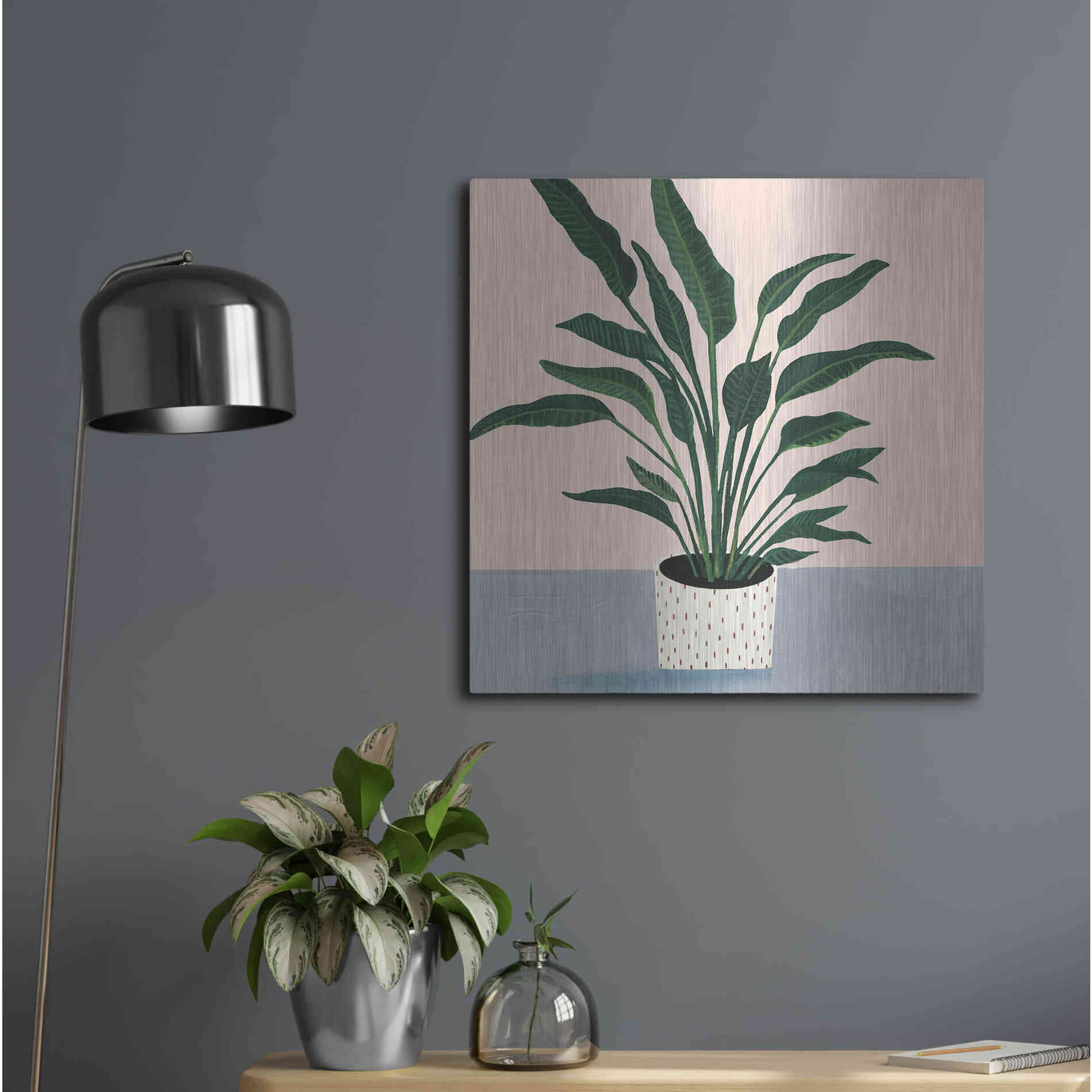 Luxe Metal Art 'Houseplant IV' by Victoria Borges Metal Wall Art,24x24