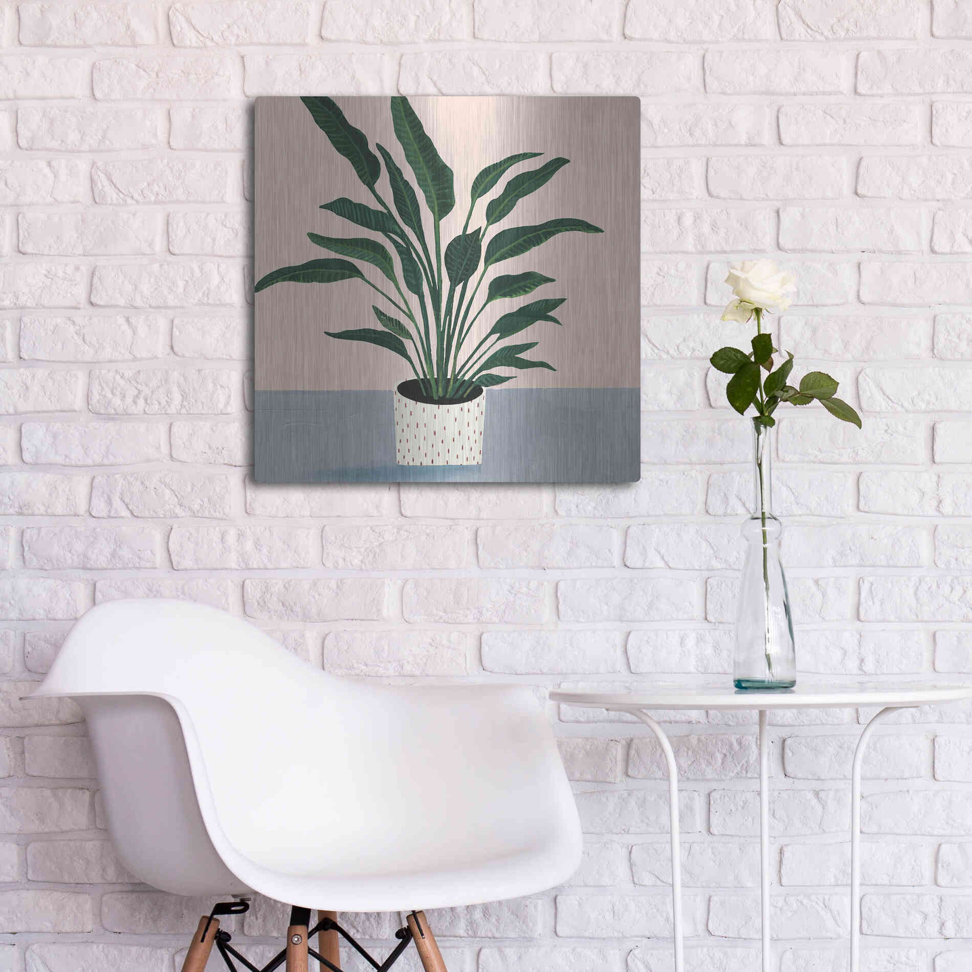 Luxe Metal Art 'Houseplant IV' by Victoria Borges Metal Wall Art,24x24