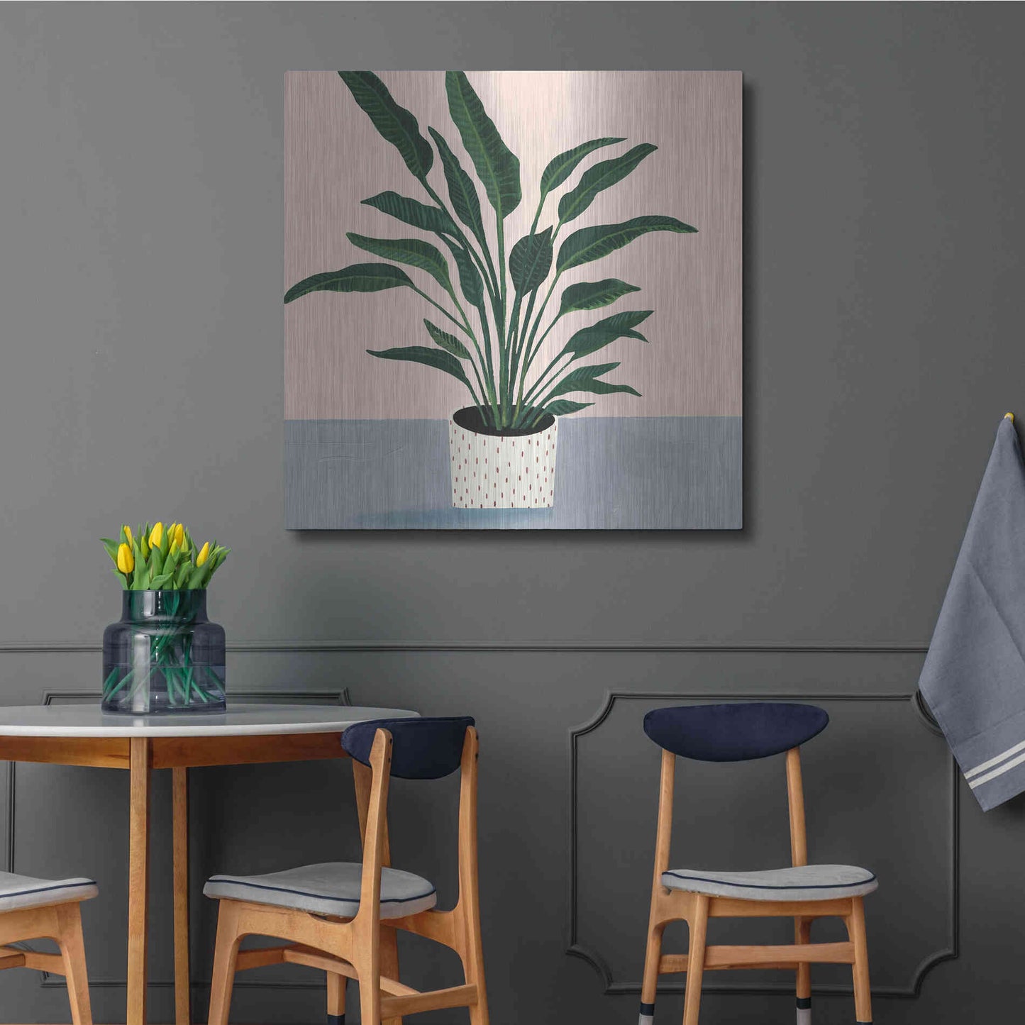 Luxe Metal Art 'Houseplant IV' by Victoria Borges Metal Wall Art,36x36