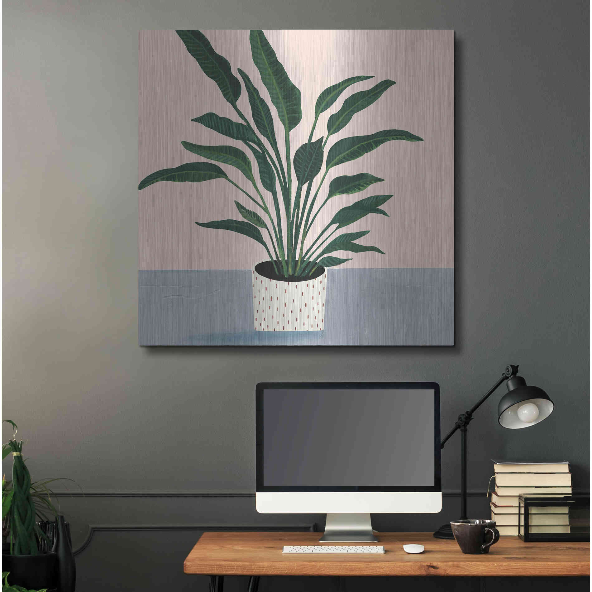 Luxe Metal Art 'Houseplant IV' by Victoria Borges Metal Wall Art,36x36