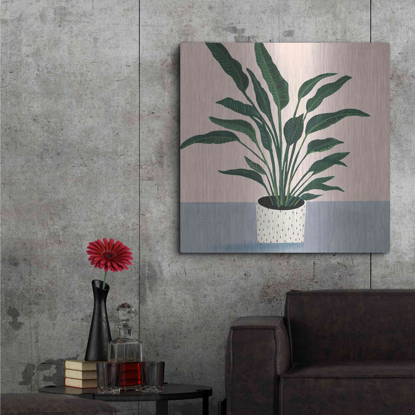 Luxe Metal Art 'Houseplant IV' by Victoria Borges Metal Wall Art,36x36