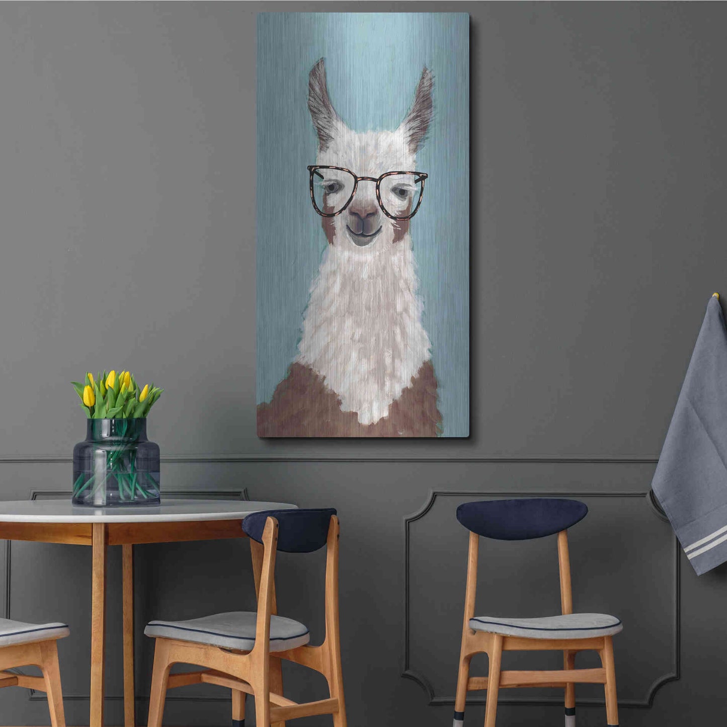 Luxe Metal Art 'Llama Specs I' by Victoria Borges Metal Wall Art,24x48