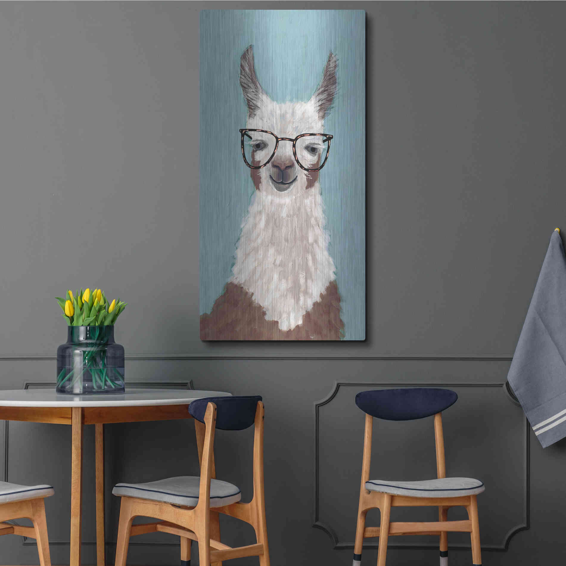 Luxe Metal Art 'Llama Specs I' by Victoria Borges Metal Wall Art,24x48