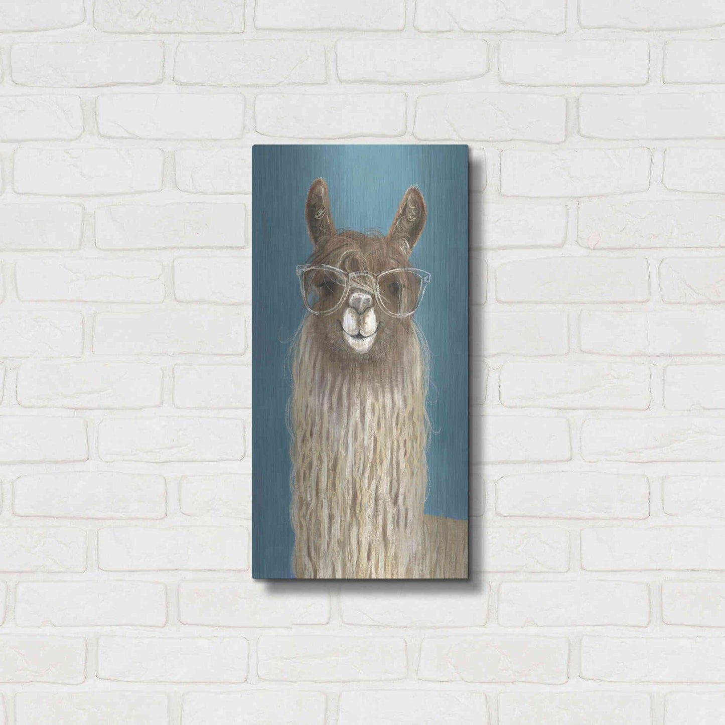 Luxe Metal Art 'Llama Specs IV' by Victoria Borges Metal Wall Art,12x24