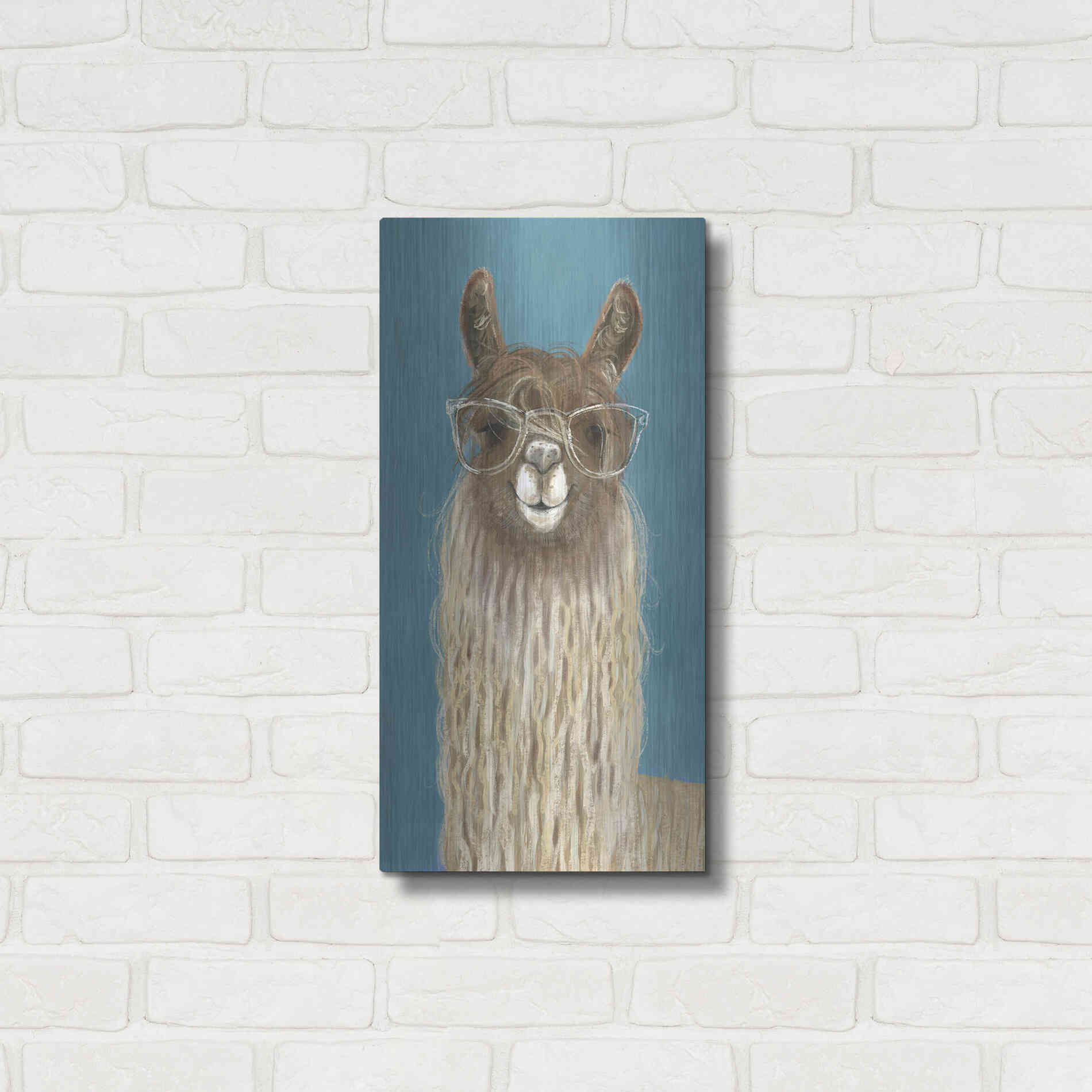 Luxe Metal Art 'Llama Specs IV' by Victoria Borges Metal Wall Art,12x24