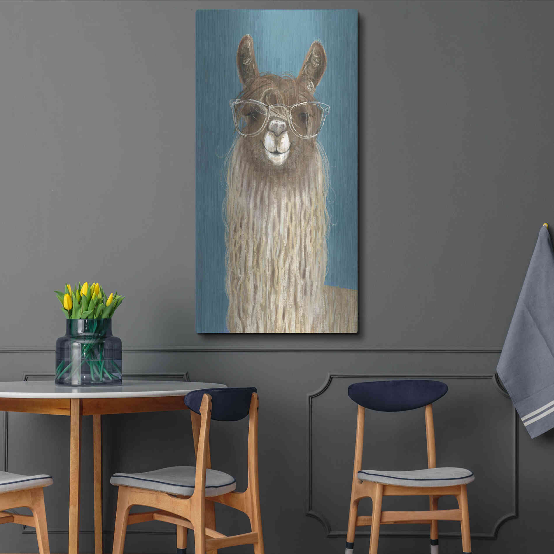 Luxe Metal Art 'Llama Specs IV' by Victoria Borges Metal Wall Art,24x48