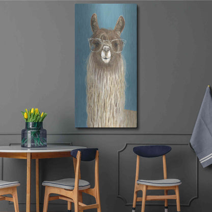 Luxe Metal Art 'Llama Specs IV' by Victoria Borges Metal Wall Art,24x48