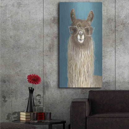 Luxe Metal Art 'Llama Specs IV' by Victoria Borges Metal Wall Art,24x48