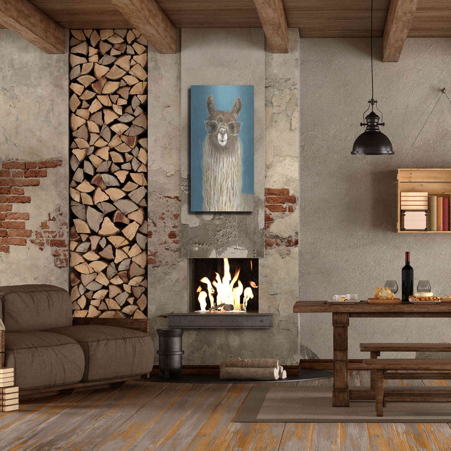 Luxe Metal Art 'Llama Specs IV' by Victoria Borges Metal Wall Art,24x48