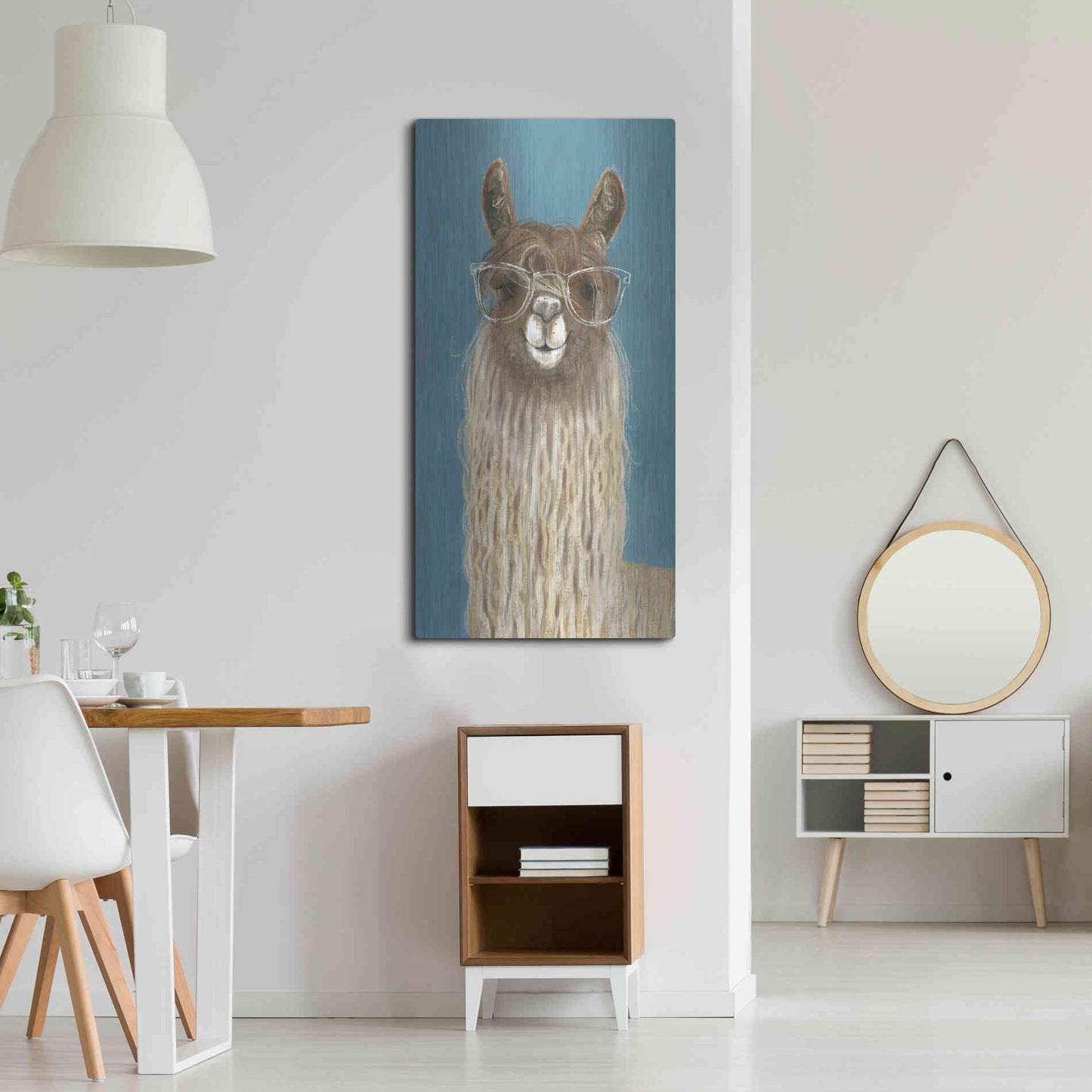 Luxe Metal Art 'Llama Specs IV' by Victoria Borges Metal Wall Art,24x48