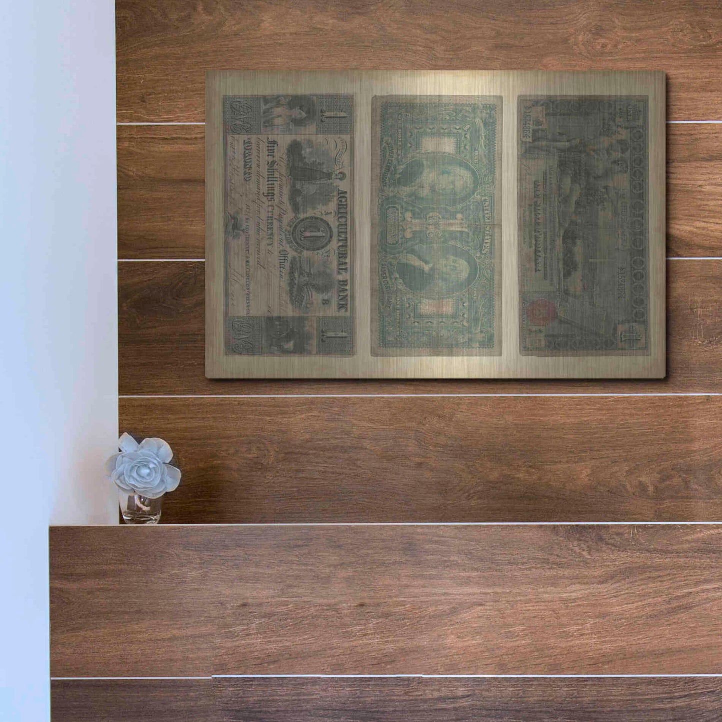 Luxe Metal Art 'Antique Currency V' by Vision Studio Metal Wall Art,16x12