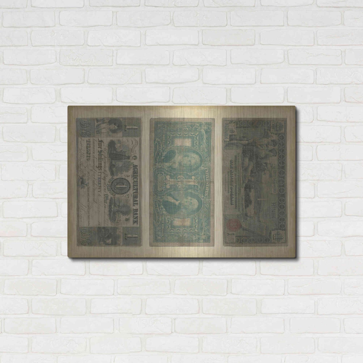 Luxe Metal Art 'Antique Currency V' by Vision Studio Metal Wall Art,36x24