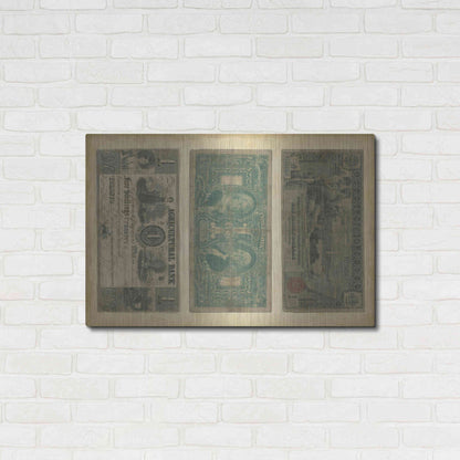 Luxe Metal Art 'Antique Currency V' by Vision Studio Metal Wall Art,36x24