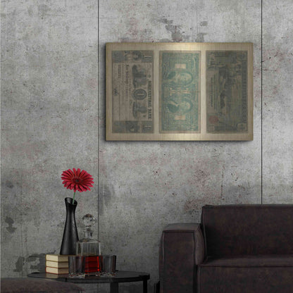 Luxe Metal Art 'Antique Currency V' by Vision Studio Metal Wall Art,36x24