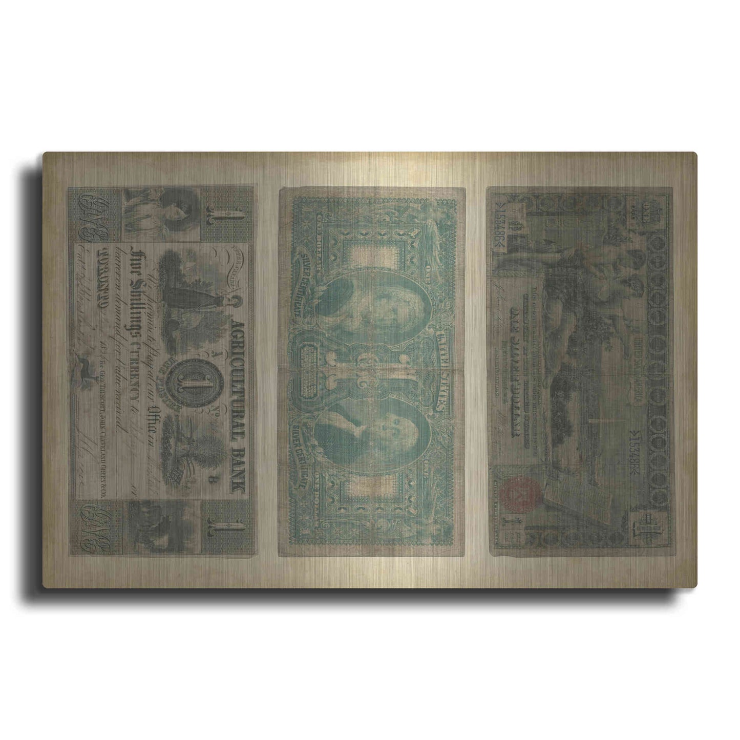 Luxe Metal Art 'Antique Currency V' by Vision Studio Metal Wall Art