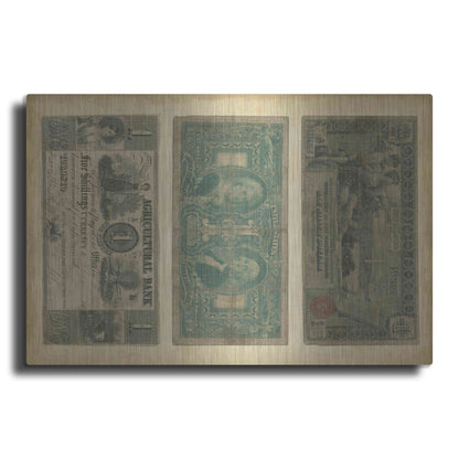 Luxe Metal Art 'Antique Currency V' by Vision Studio Metal Wall Art