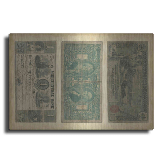 Luxe Metal Art 'Antique Currency V' by Vision Studio Metal Wall Art