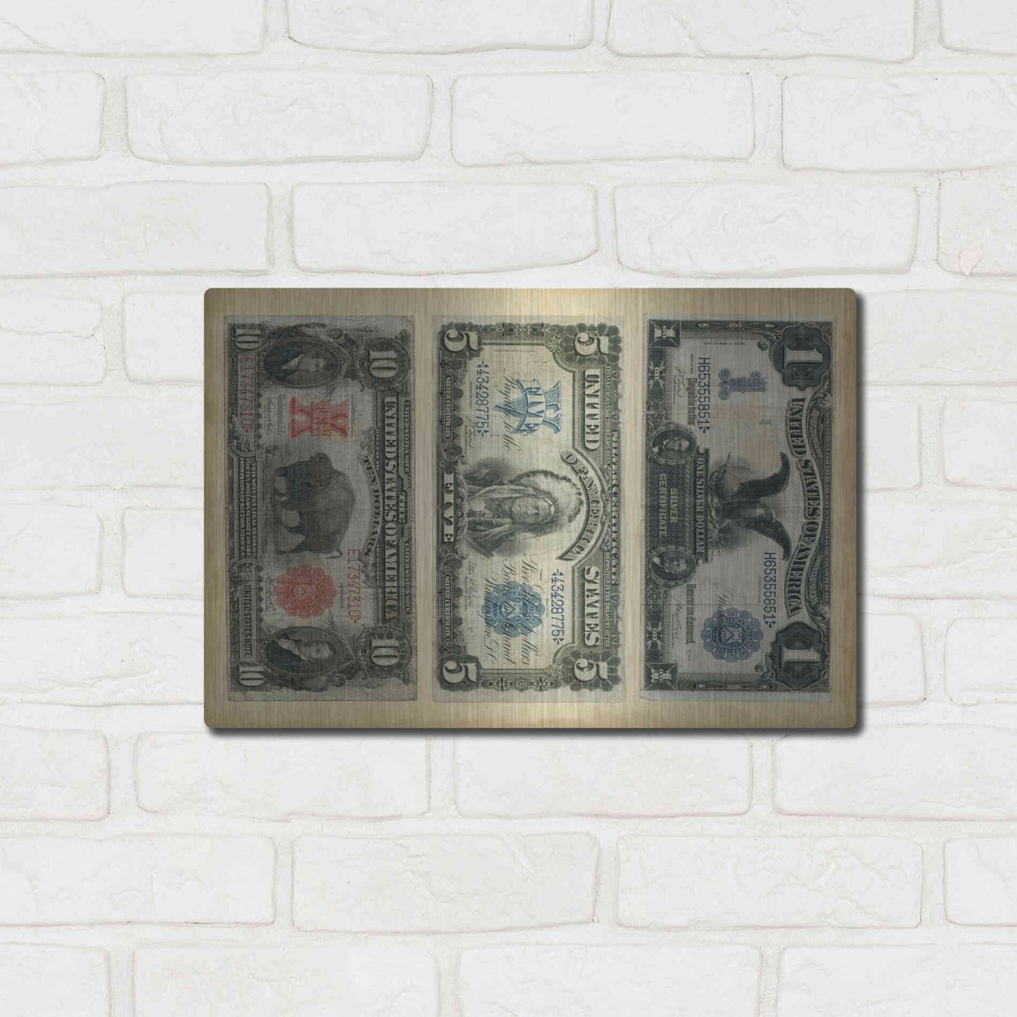 Luxe Metal Art 'Antique Currency VI' by Vision Studio Metal Wall Art,16x12
