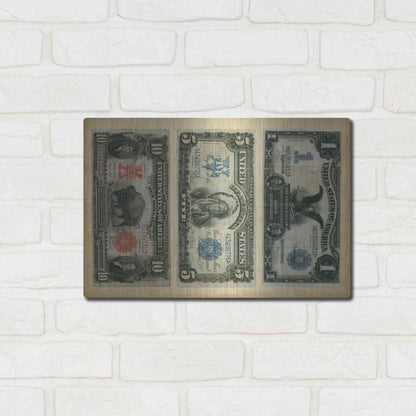 Luxe Metal Art 'Antique Currency VI' by Vision Studio Metal Wall Art,16x12