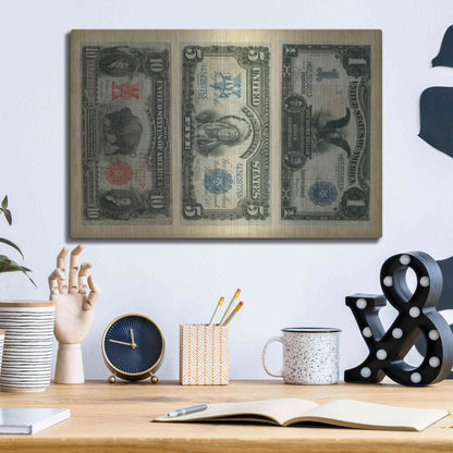 Luxe Metal Art 'Antique Currency VI' by Vision Studio Metal Wall Art,16x12
