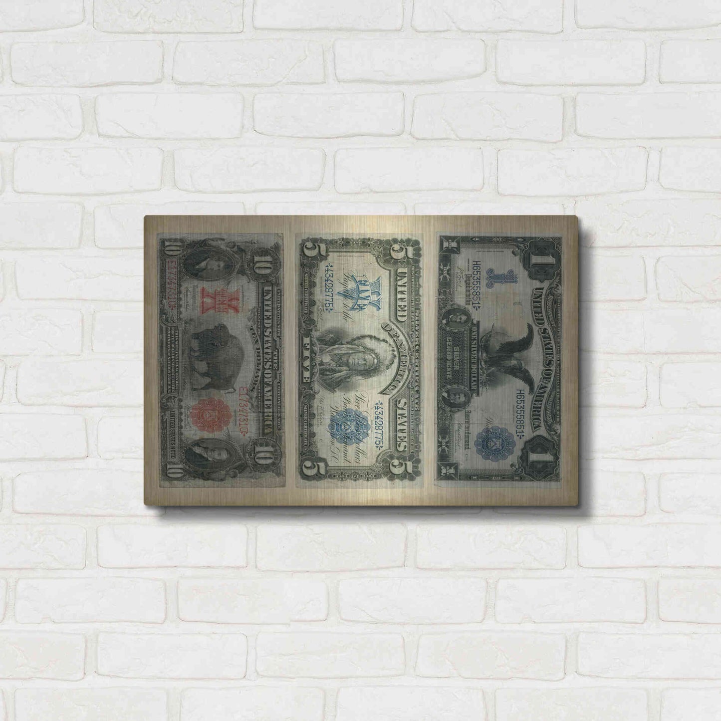 Luxe Metal Art 'Antique Currency VI' by Vision Studio Metal Wall Art,24x16