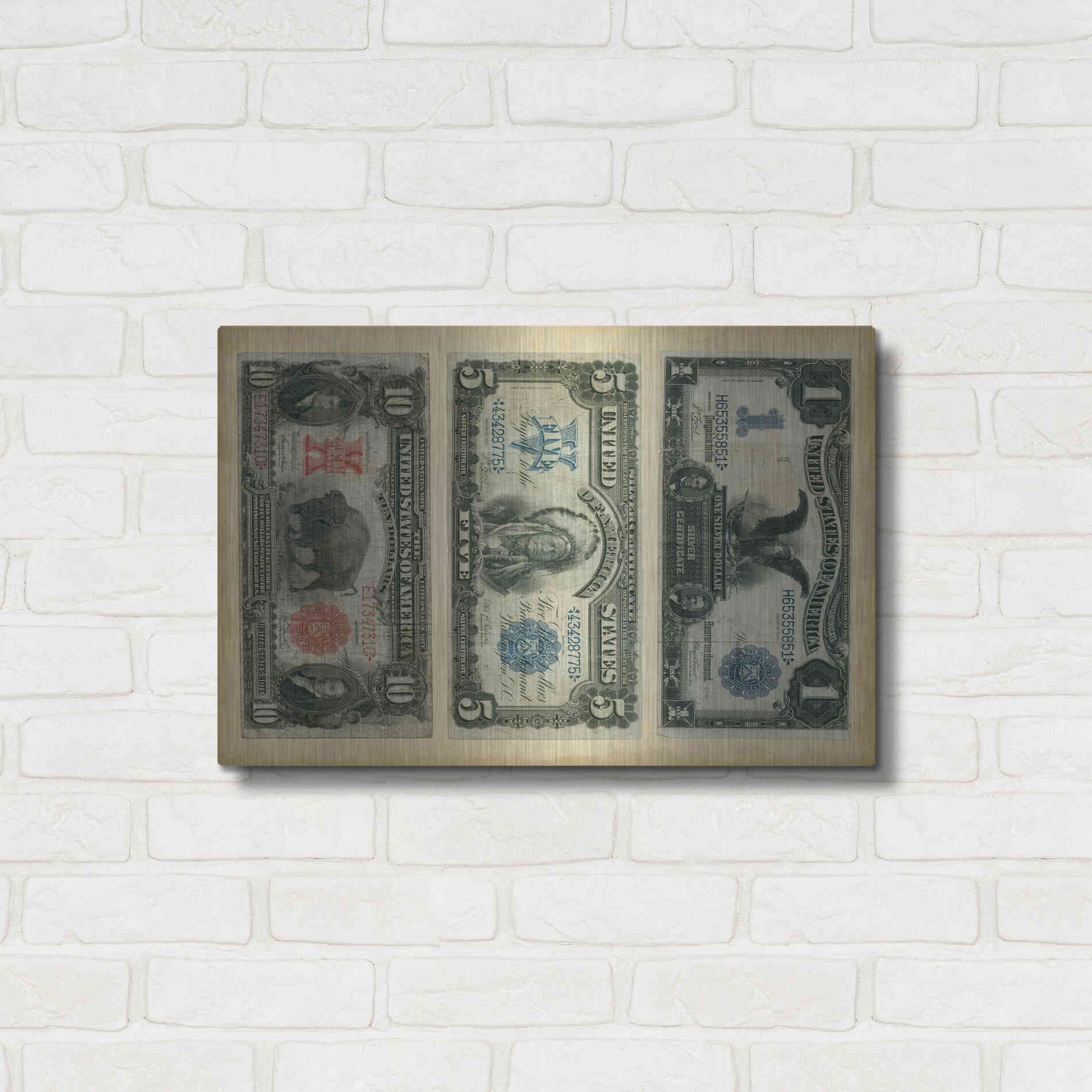 Luxe Metal Art 'Antique Currency VI' by Vision Studio Metal Wall Art,24x16