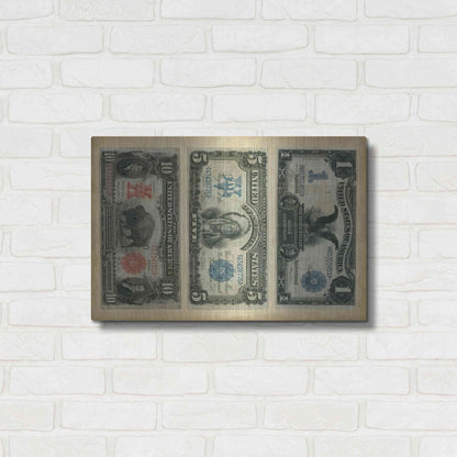 Luxe Metal Art 'Antique Currency VI' by Vision Studio Metal Wall Art,24x16