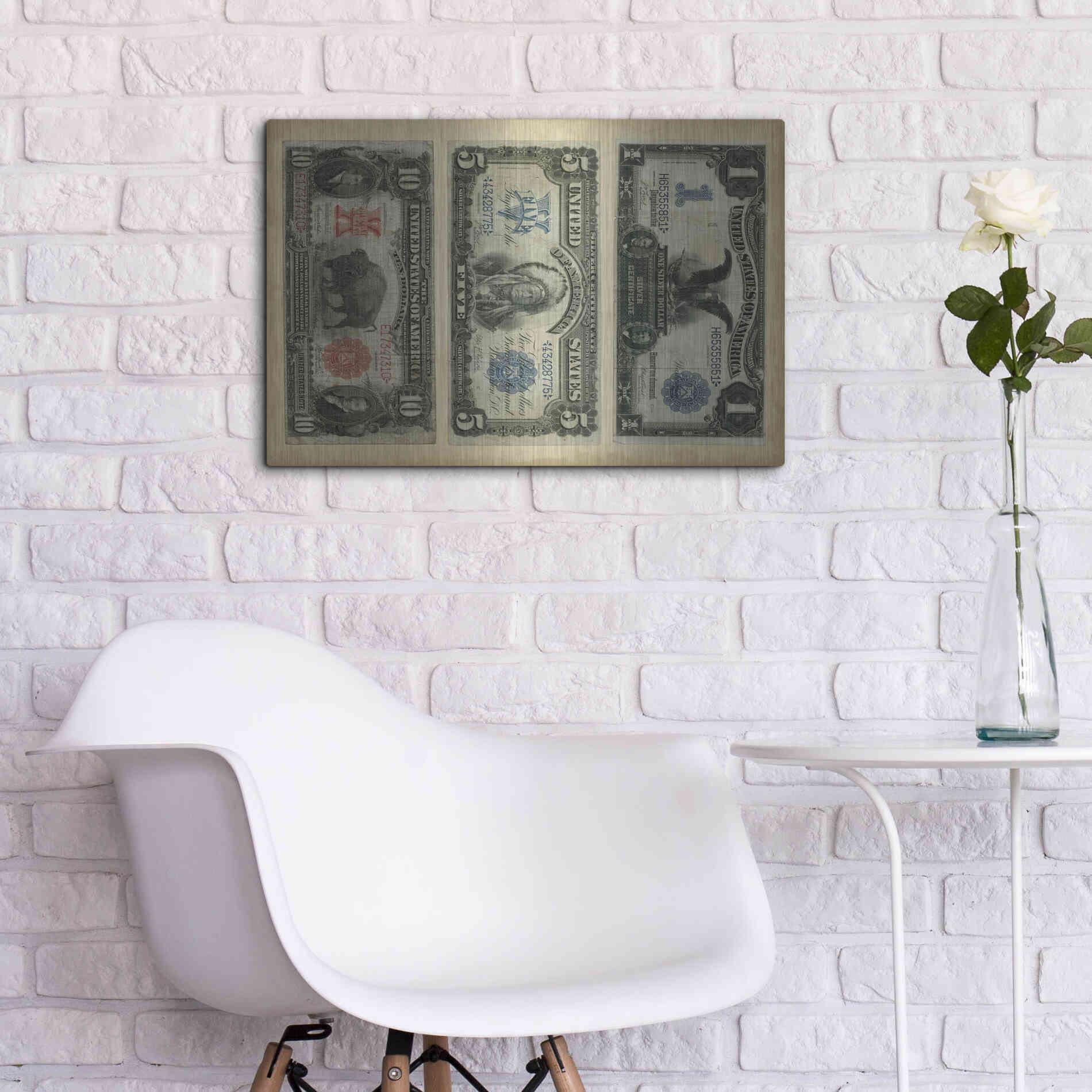 Luxe Metal Art 'Antique Currency VI' by Vision Studio Metal Wall Art,24x16