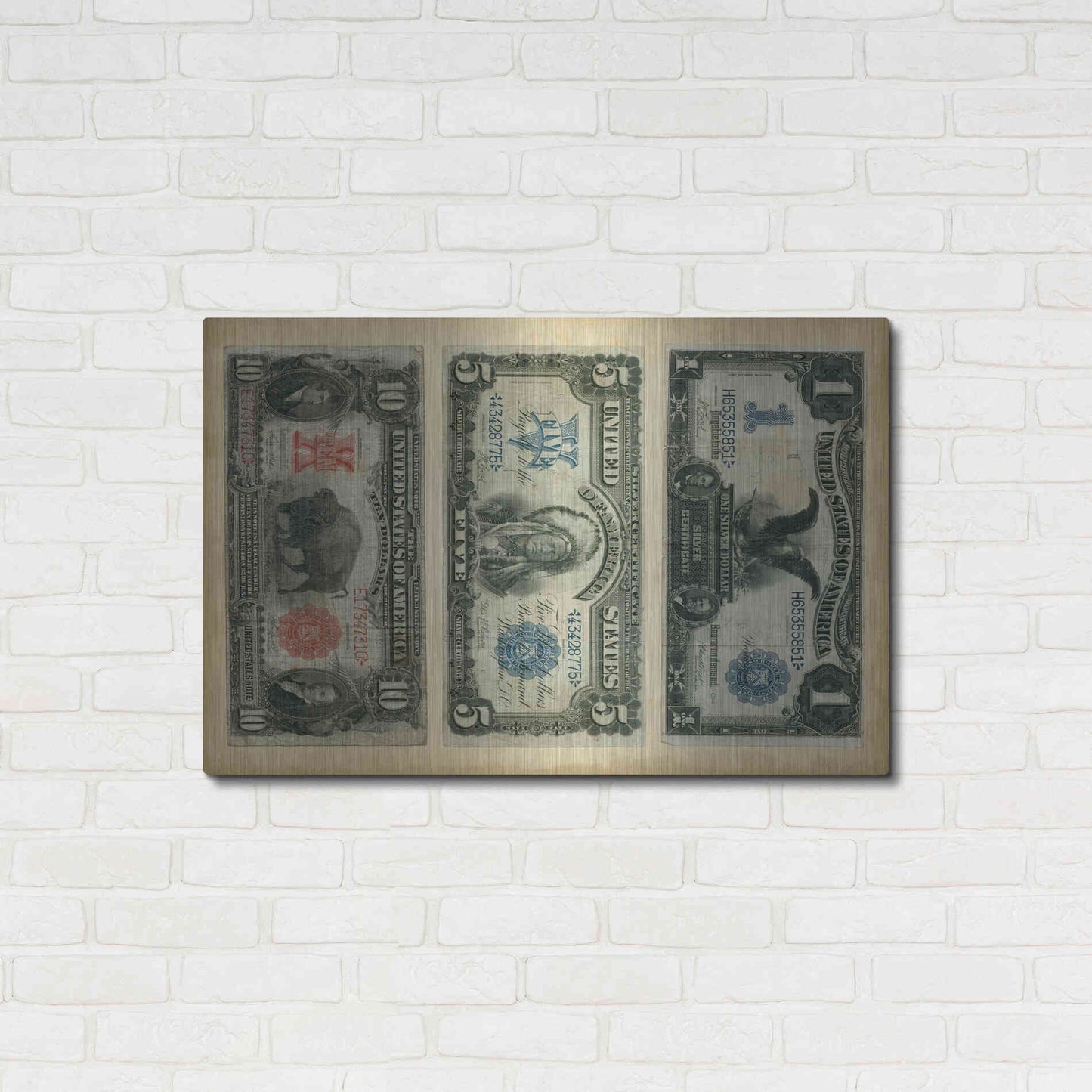 Luxe Metal Art 'Antique Currency VI' by Vision Studio Metal Wall Art,36x24