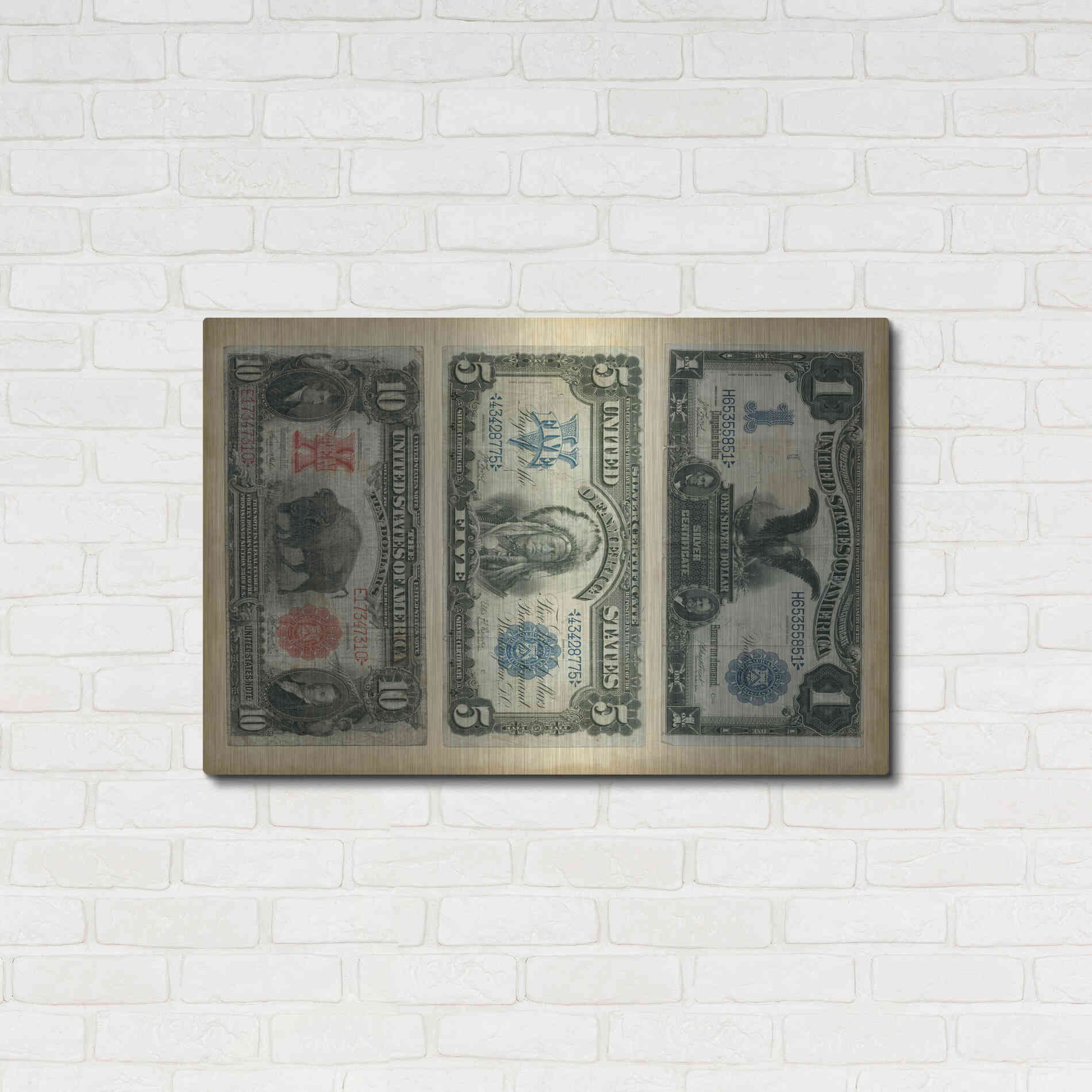Luxe Metal Art 'Antique Currency VI' by Vision Studio Metal Wall Art,36x24