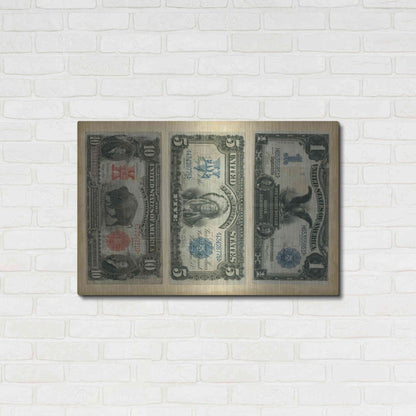 Luxe Metal Art 'Antique Currency VI' by Vision Studio Metal Wall Art,36x24