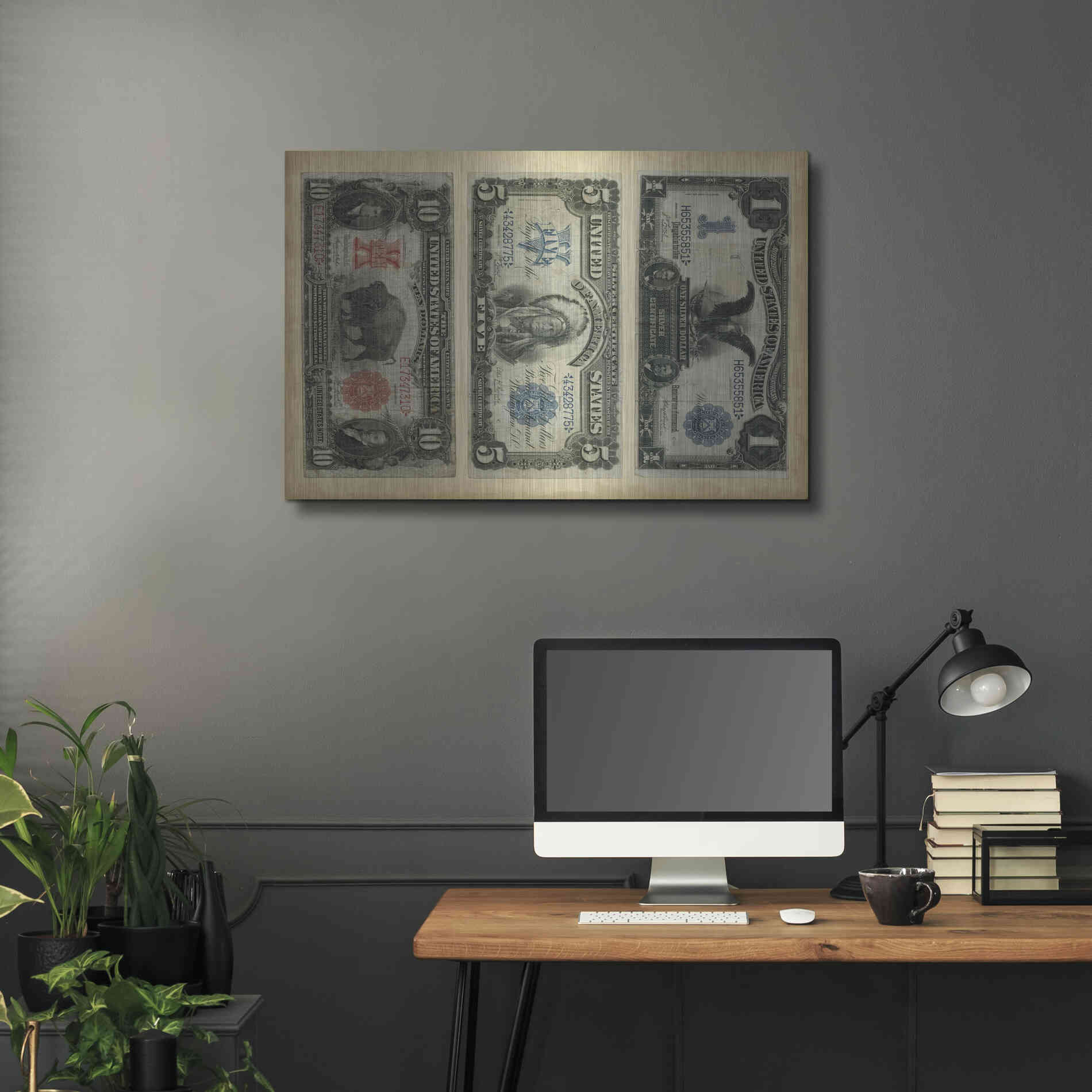 Luxe Metal Art 'Antique Currency VI' by Vision Studio Metal Wall Art,36x24